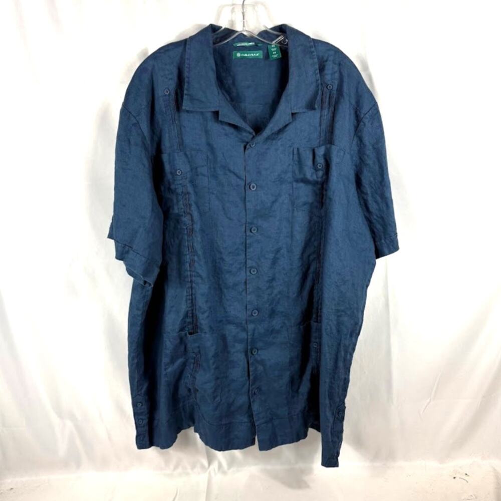 CUBAVERA 2XL XXL Short Sleeve Linen Blue Guayabera